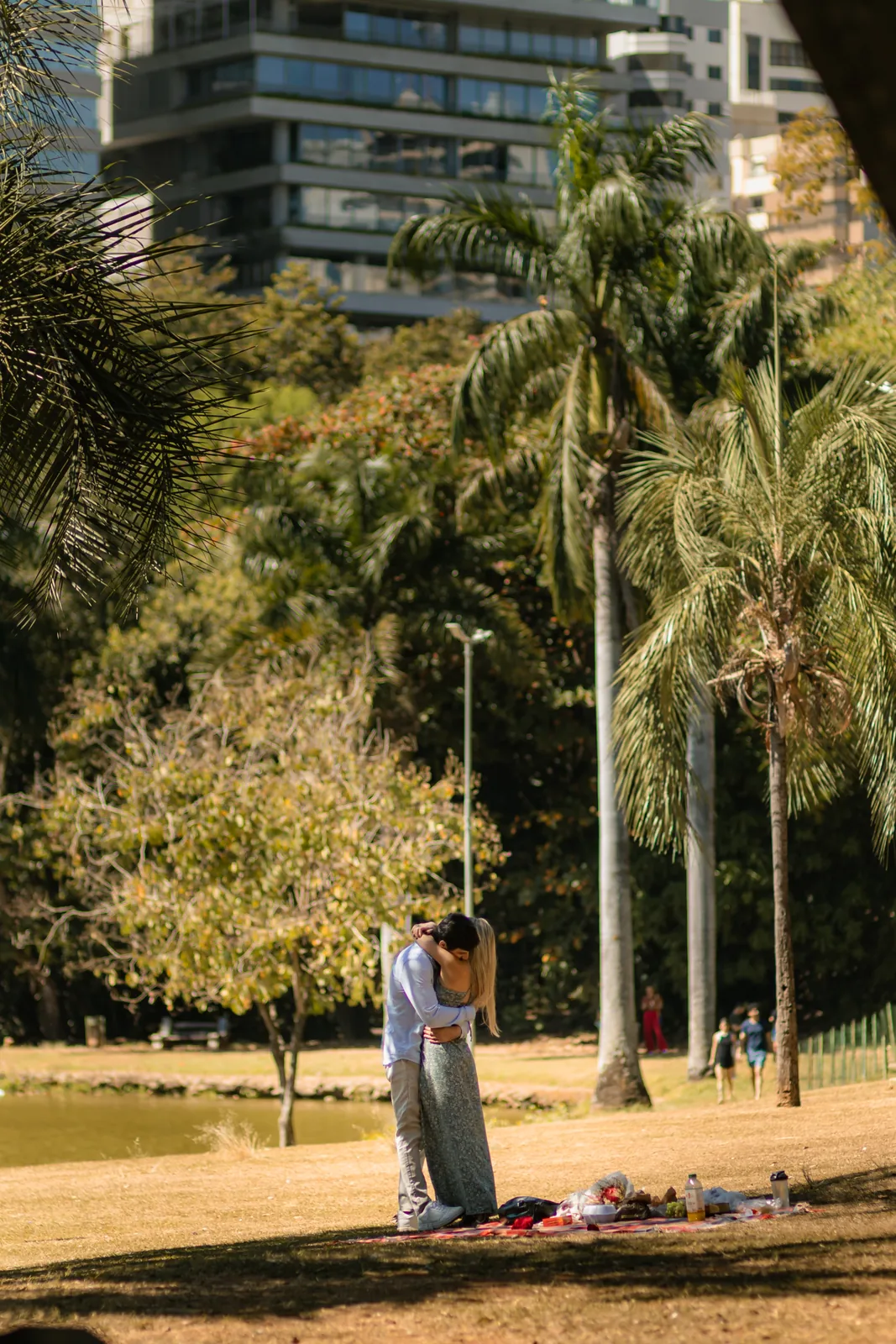 Piquenique preparado para o pedido de casamento no Parque Vaca Brava em Goiânia